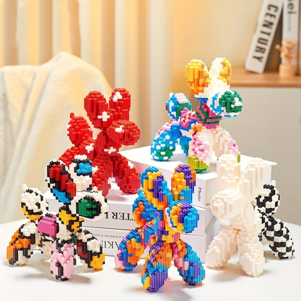 Balloon Dog Building Blocks Set, Pop Art Brick Sculpture Display Model, 5 Color Options
