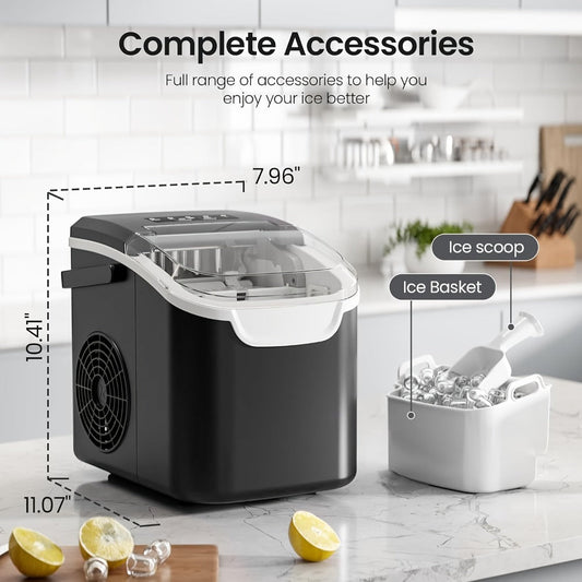 Countertop Bullet Ice Maker, 26 lb/Day, 2 Ice Sizes & Self-Cleaning