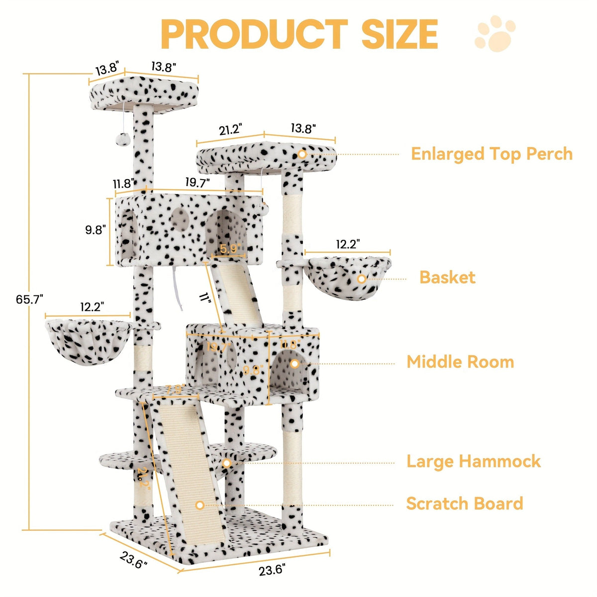 Cat Tree Tower Multi-Level for Indoor Cats - Cat Furniture with Sisal Scratching Posts, Plush Perches, Hammock, Basket & Corner Condo Cave, Hanging Toys & Climbing Ramp, Multiple Sizes & Colors