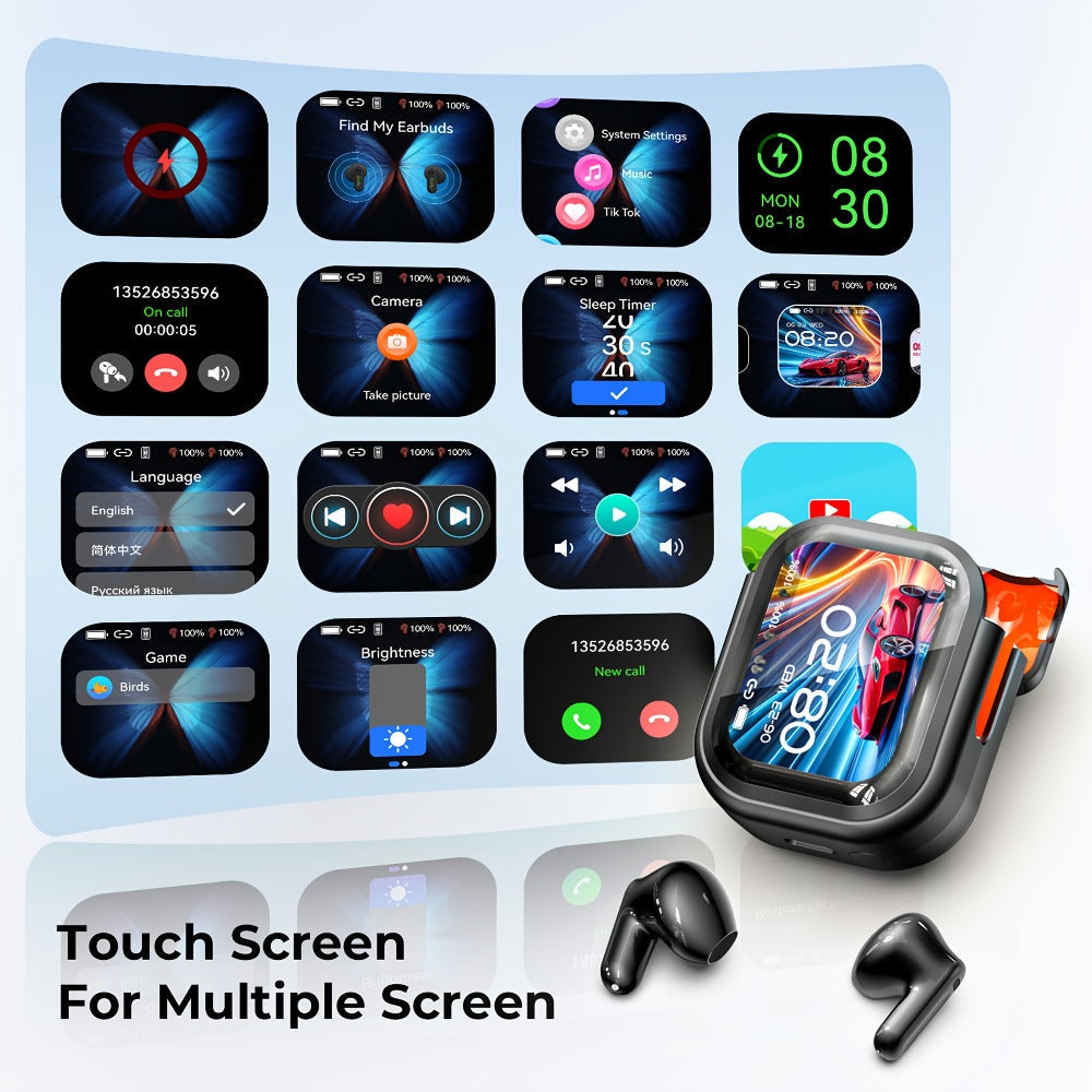 AI Translation Earphones Real-Time 134 Languages TWS Wireless Bluetooth Earbuds HTC NE20 HD Screen Touch Control High Fidelity Sound Long Battery Life for Travel Business Daily Wear
