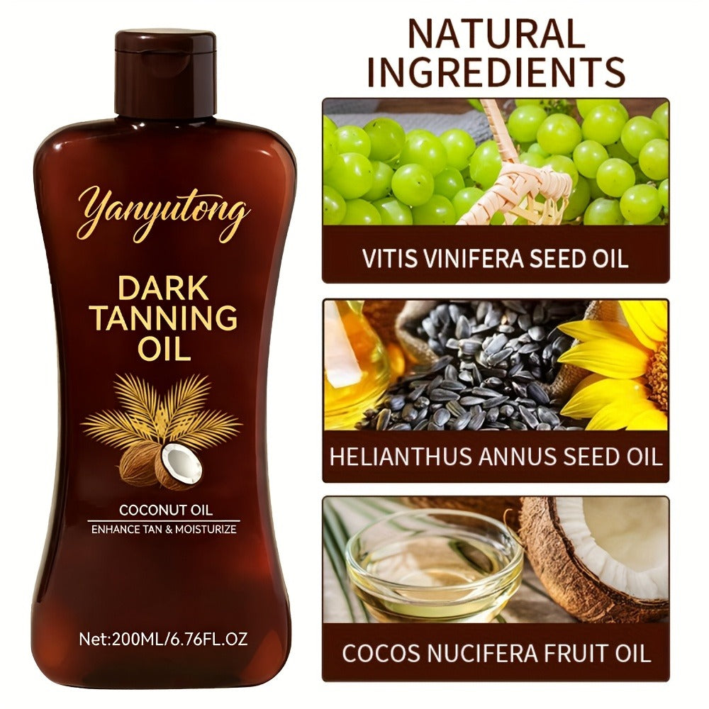 Sun Tanning Oil 200ml - Deep Golden Tan Accelerator Body Oil for Beach & Outdoor, Moisturizing & Nourishing Summer Skin Care for All Skin Types, Men & Women