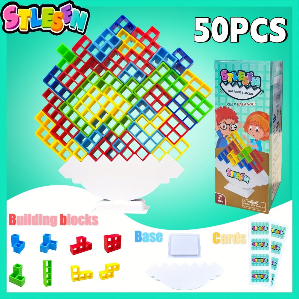 Balancing Stacking Blocks Game Set, Tumble Tower Family Game in 16 to 68 Piece Sizes