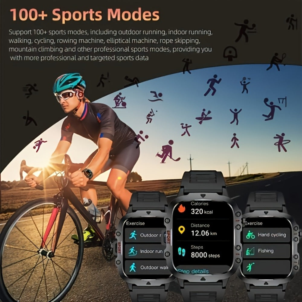Illumination Light Smartwatch K33 Khaki – Full Touch, 100+ Sport Modes, Wireless Calling, Music Playback, Remote Camera, Weather Forecast, Alarm & Custom Watch Faces – Unisex Silicone Strap