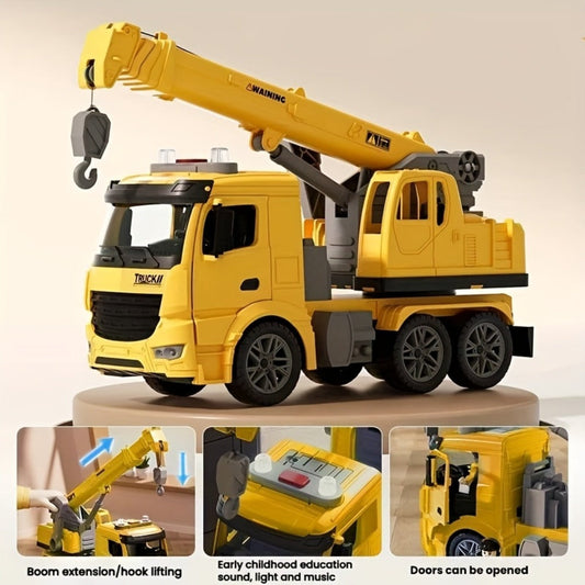 Inertia Crane Truck Toy with Telescopic Arm and Double Doors