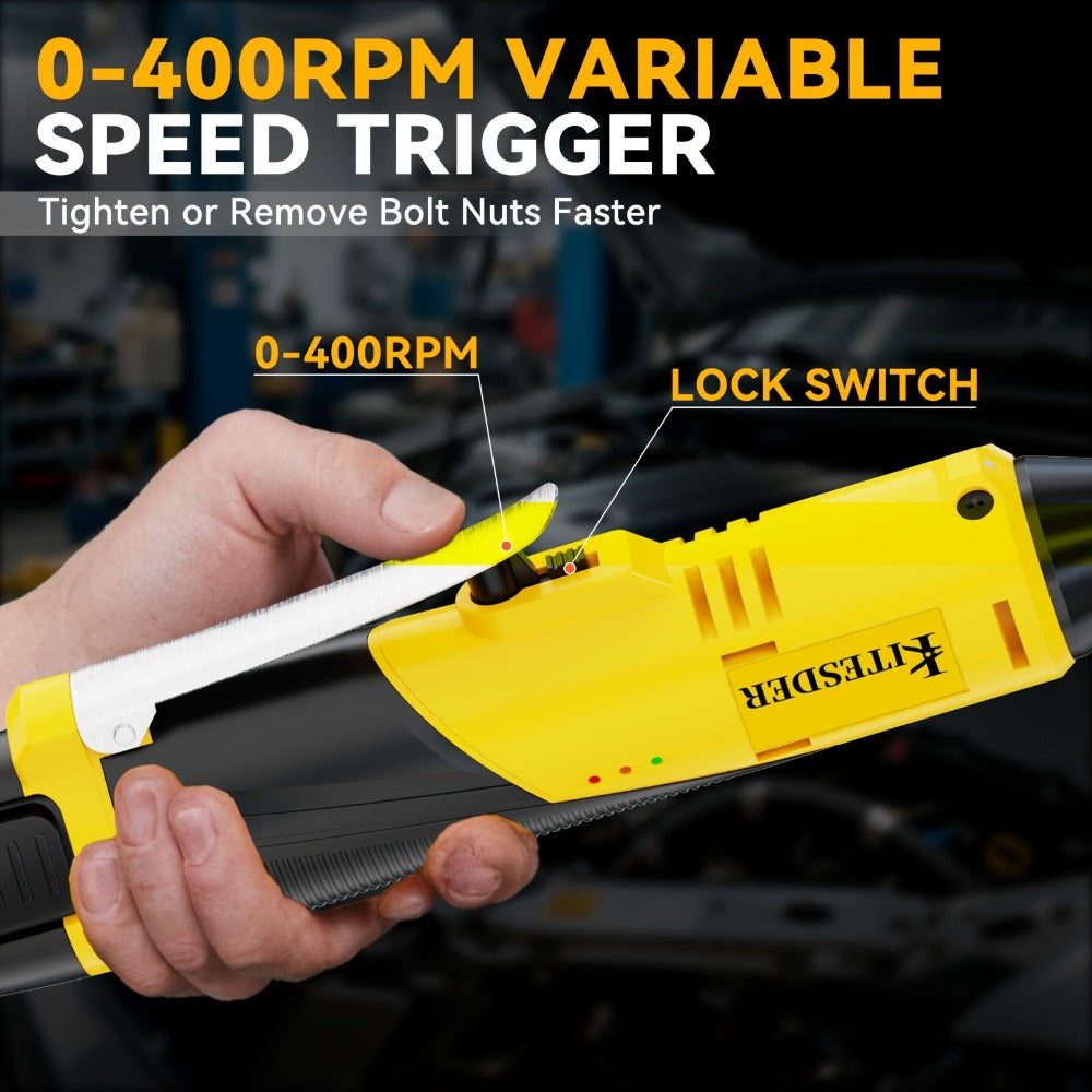 Electric Ratchet Wrench Set 12V Cordless with Lithium Battery – Fast Charge, Variable Speed Trigger, Socket Sleeves, for Automotive Repair, Screws & Nuts – Basic & Full Kit Options