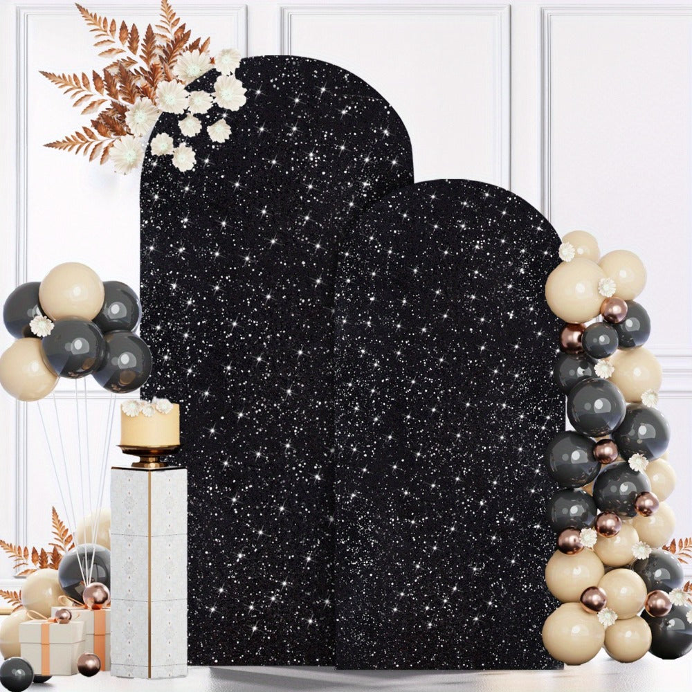 Glitter Sequin Arch Cover 2 Set 6Ft & 7.2Ft Metallic Spandex Payette Panel Wedding Arch Backdrop Cover for Wedding Ceremony, Birthday Party, Bridal Shower & Event Decoration