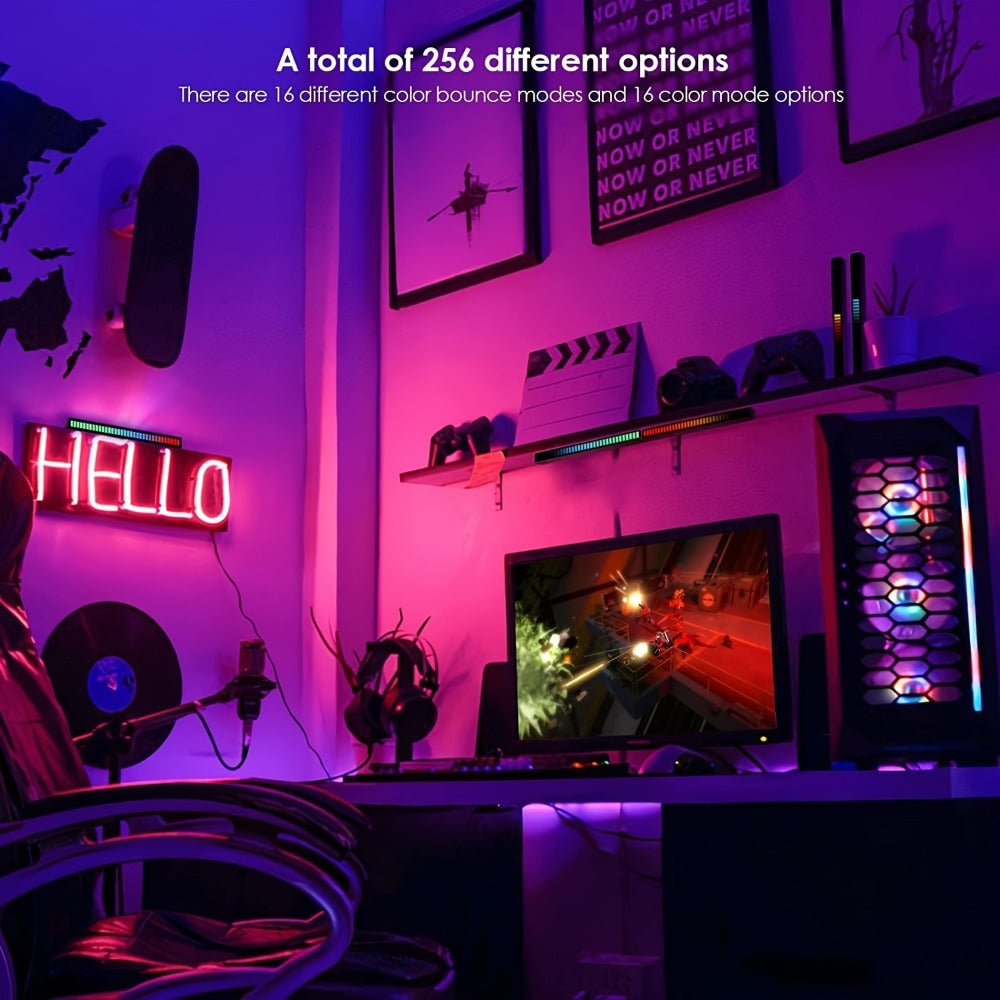 RGB LED Light Bars with Music Sync 2/4 Pack Voice Control USB Powered Smart Rhythm Lights for Gaming Room PC Desk TV Backlight Home Office Bedroom Atmosphere Decoration