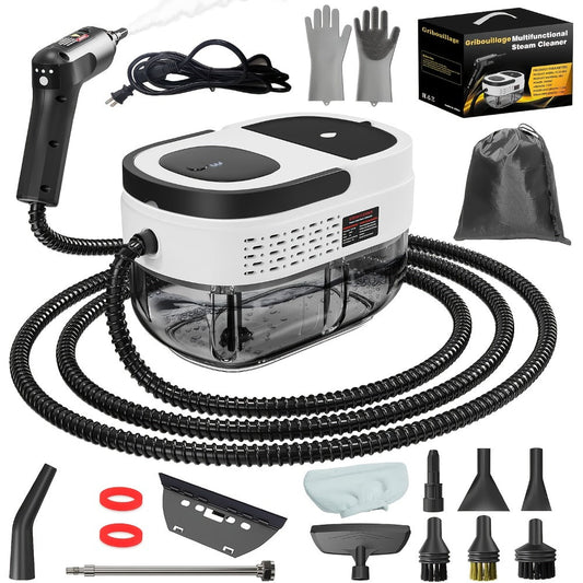 Handheld Steam Cleaner with 1.6L Tank and 3-Level Adjustable Handle for Home and Car