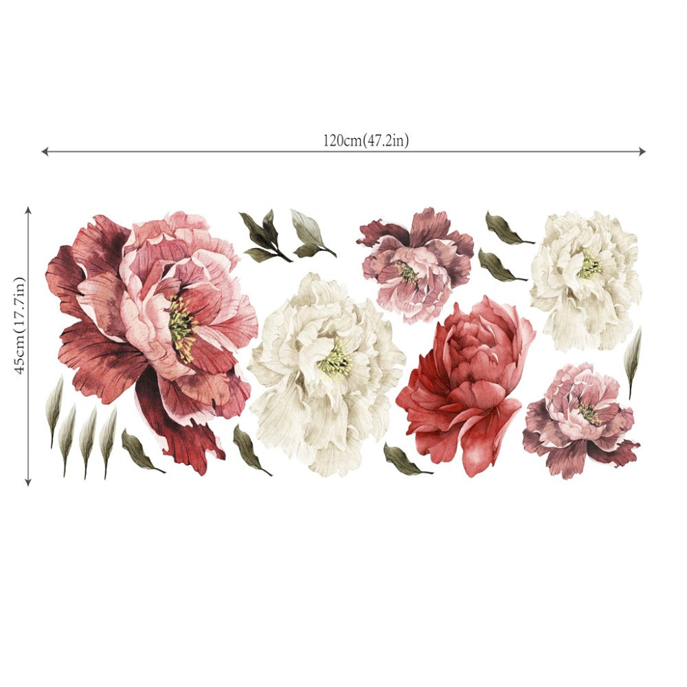 Peony Flower Window Glass Sticker – Anti-Collision Waterproof Decorative Glass Film, European Floral Wall & Window Decal for Home Decor, 17.7 x 47.2 Inches (2 Styles)