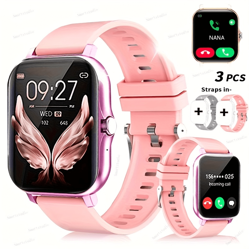 Unisex GPS Smartwatch 1.83" Full Touch – Wireless Calling, Music Playback, Remote Camera Control, Multi-Sport Fitness Tracker, Message Alerts, Pink Silver Gold – Android & iPhone Gift Watch