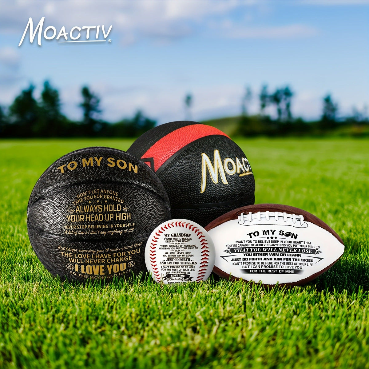 Engraved Basketball Gift for Grandson & Son - Size 7 PU Indoor Outdoor with Pump, Inspirational Message, Birthday Christmas Gift, Multi-Color