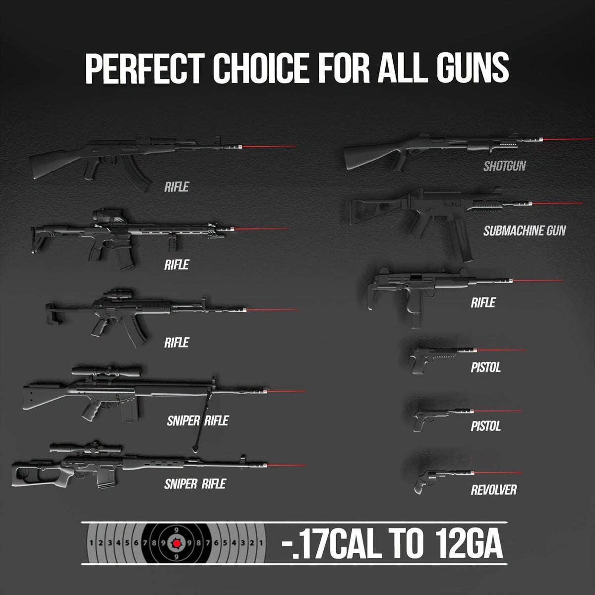 Laser Bore Sighter Kit with 64 Adapters, Red Laser Bore Sight for Rifles Shotguns Pistols Revolvers, Multi-Caliber .17 to 12GA Boresighter 400 Yard Range 72Hr Battery Life Class IIIA