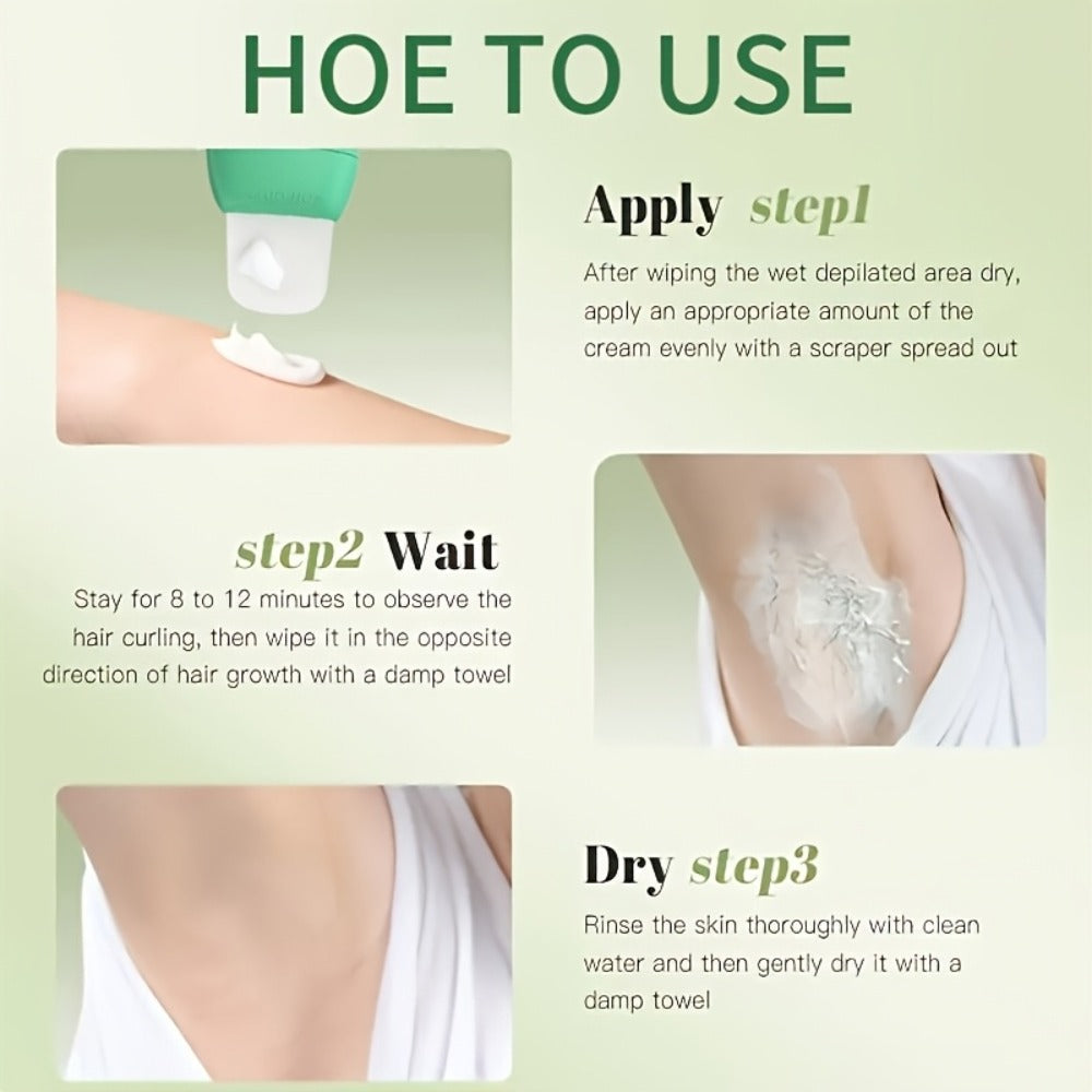 Hair Removal Cream with Coconut Squalane Instant Semi-Permanent Results Up to 3 Months – Non-Irritating Residue-Free Depilatory for Face Lips Armpits Legs Arms Bikini Area Unisex 100g