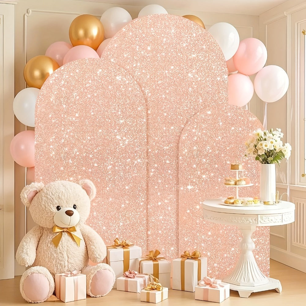 Sequins Wedding Arch Cover Set of 3 Sizes 4ft 5ft 6ft Metallic Spandex Arch Backdrop Cover Payette Glitter Arch Stand Cover for Wedding Birthday Party Decoration