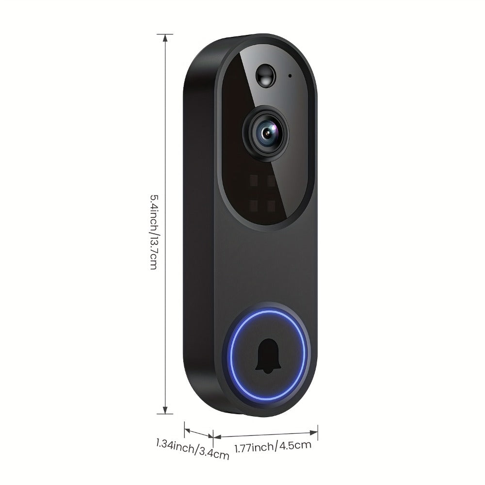 166° Ultra Wide Angle Smart Doorbell Camera 2K HD Wireless WiFi – AI Human Detection, Two-Way Audio, Night Vision, Cloud Storage, Rechargeable Battery, 2.4GHz, Black Linen Purple