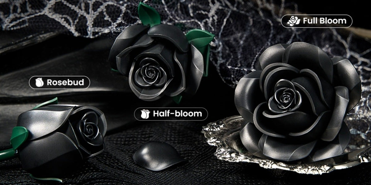 Black Rose Building Block Set, 152-Piece Gothic Flower Model