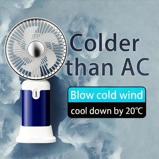 Handheld & Standing Fan with USB Charging, 3 Speeds and White or Blue Options