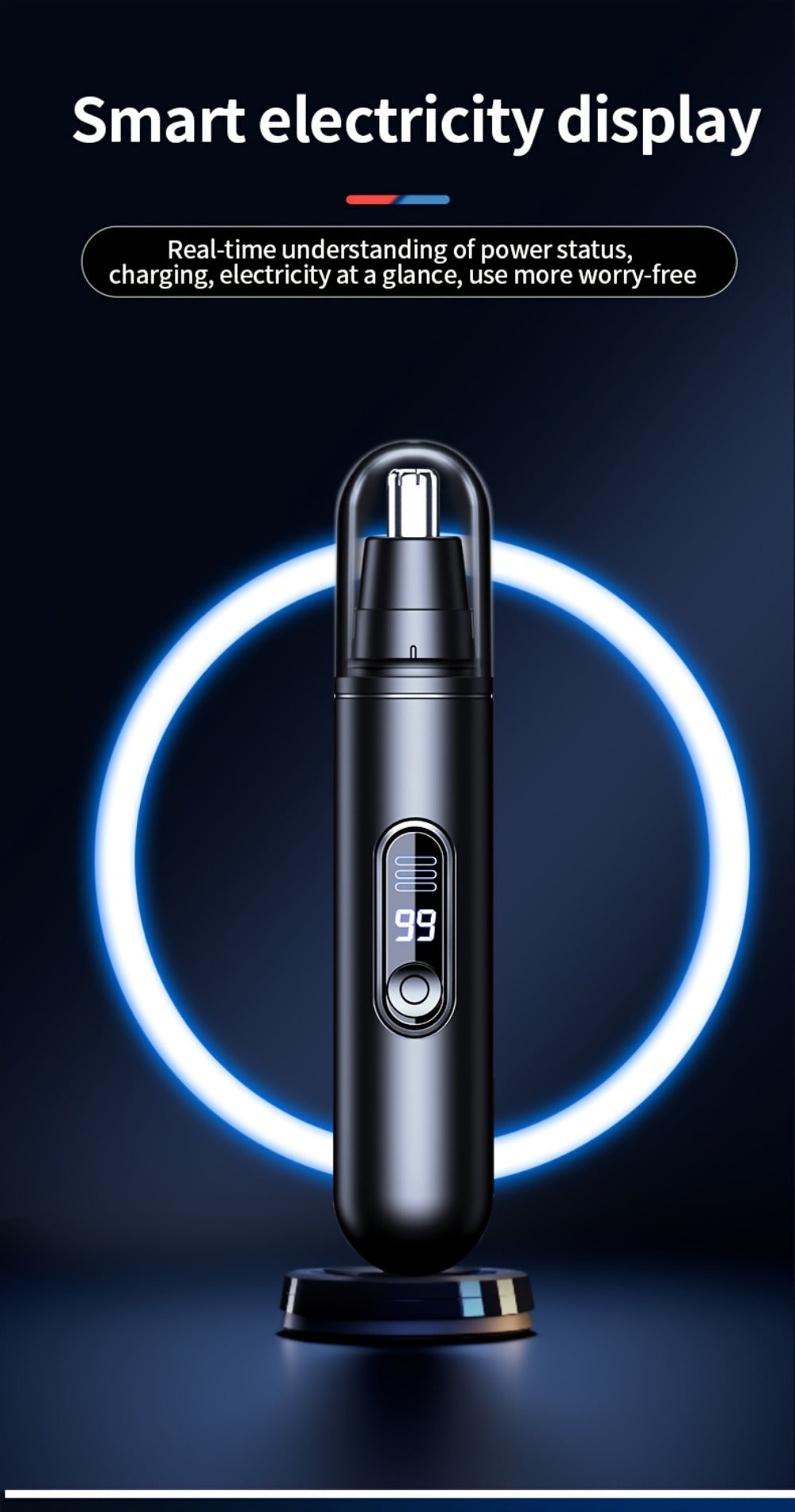 Electric Nose Trimmer with LED Display – USB Rechargeable Painless Facial Hair Removal Device for Men & Women, Nose Ear & Eyebrow Trimmer, Upgraded Grooming Tool, Ideal Gift