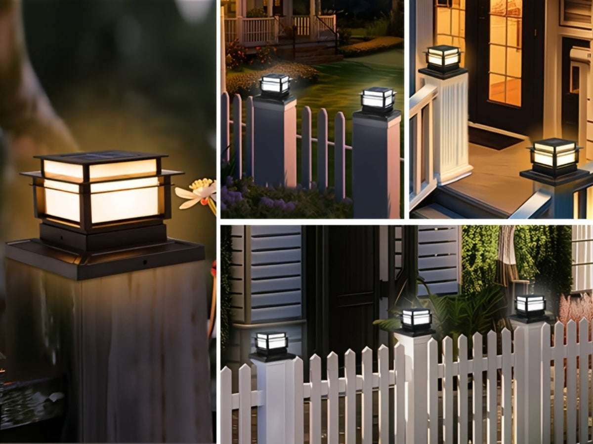 Solar Post Cap Lights for Fence Deck 6 Pack - Outdoor Bright LED Waterproof Auto Dusk to Dawn for Garden Porch Patio Stair Railing Newel Post Driveway Pillar Decoration