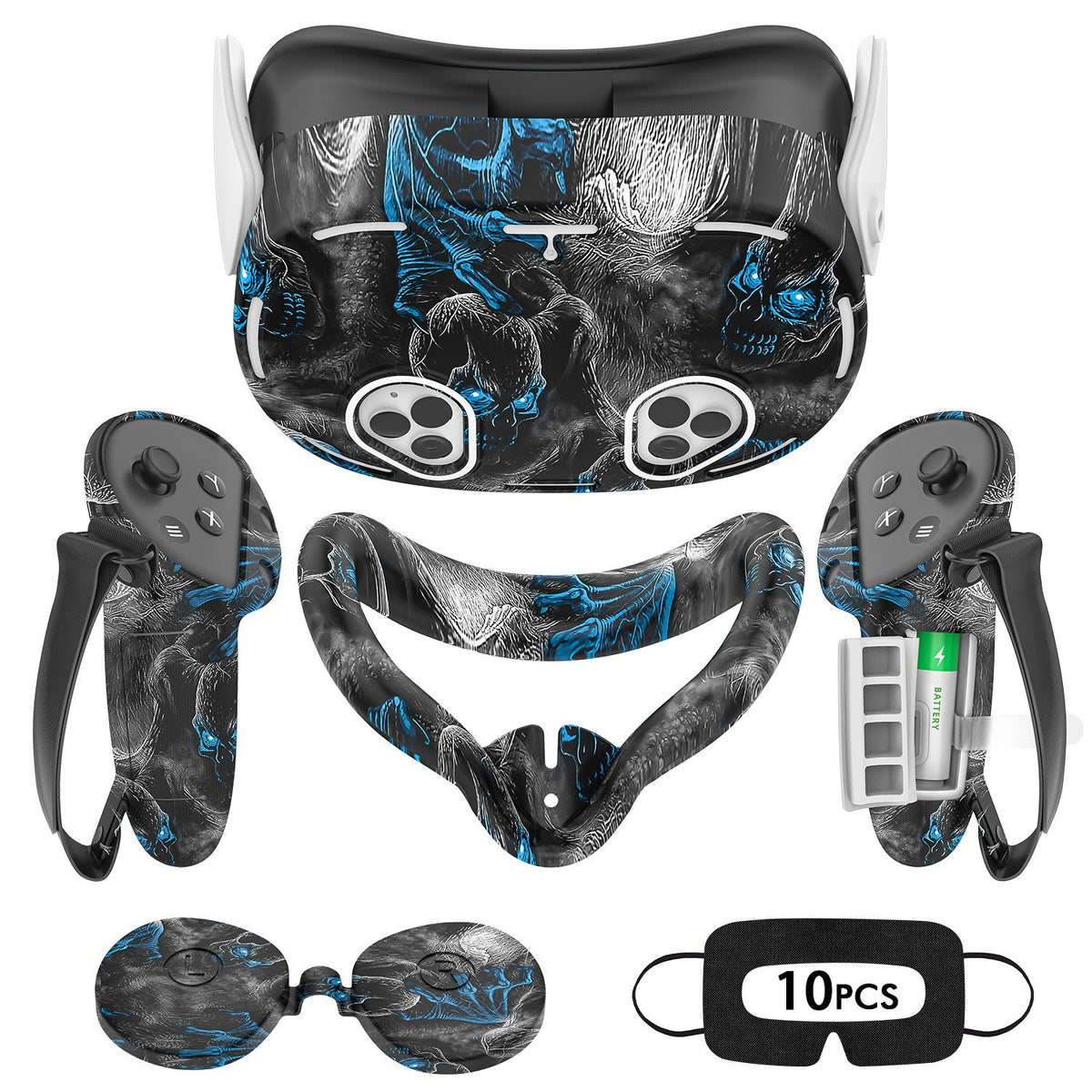 Meta Quest 3S Silicone Cover Set - VR Face Cover Shell Controller Grip Case Camera Lens Protector Full Protection Accessories Kit for Meta Quest 3S
