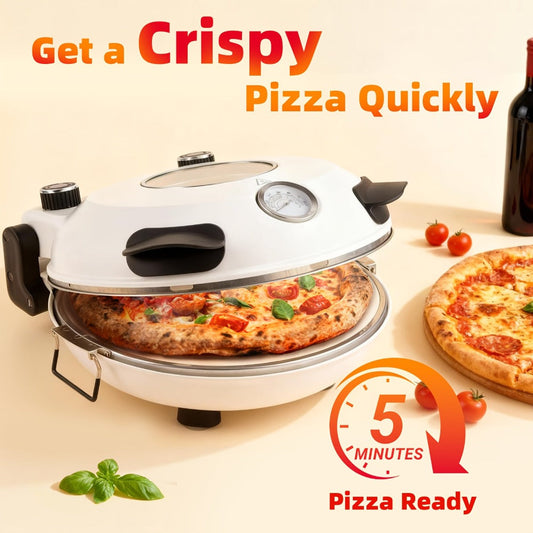 Indoor Pizza Oven, 12-Inch Countertop Electric Model up to 800°F, White
