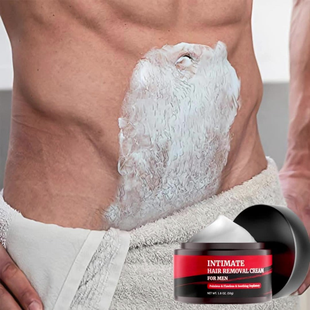 Intimate Area Hair Removal Cream for Men with Plant-Based Squalane Fast-Acting Painless Depilatory for Groin Chest Back Body Sensitive Skin 50g 1-5 Pack Razor-Free Smooth Skin