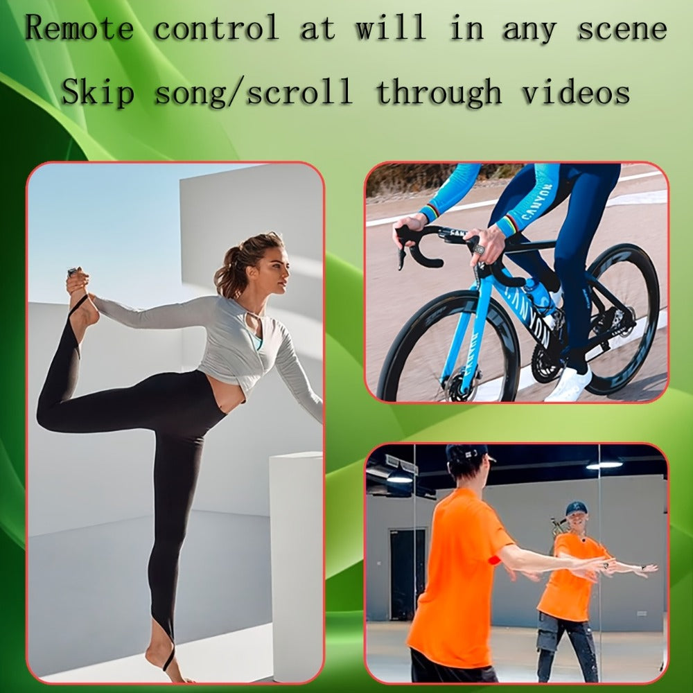 Bluetooth Selfie Remote Ring 2 Pack TikTok Scroll Shutter for iPhone iPad – Hands-Free Photo Capture Video Like Page Turn Music Control, Rechargeable Wearable Creator Accessory, Black Pink Gift