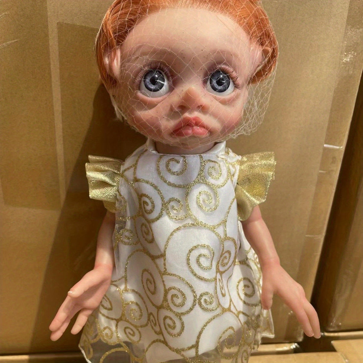 15-Inch Fairy Elf Reborn Doll with Wavy Hair and Random Crown