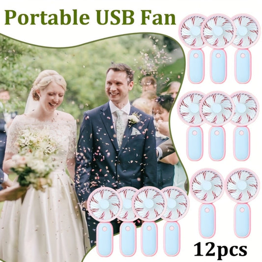 Mini Handheld Fans, USB-Rechargeable 12-Pack for Wedding Favors & Event Giveaways