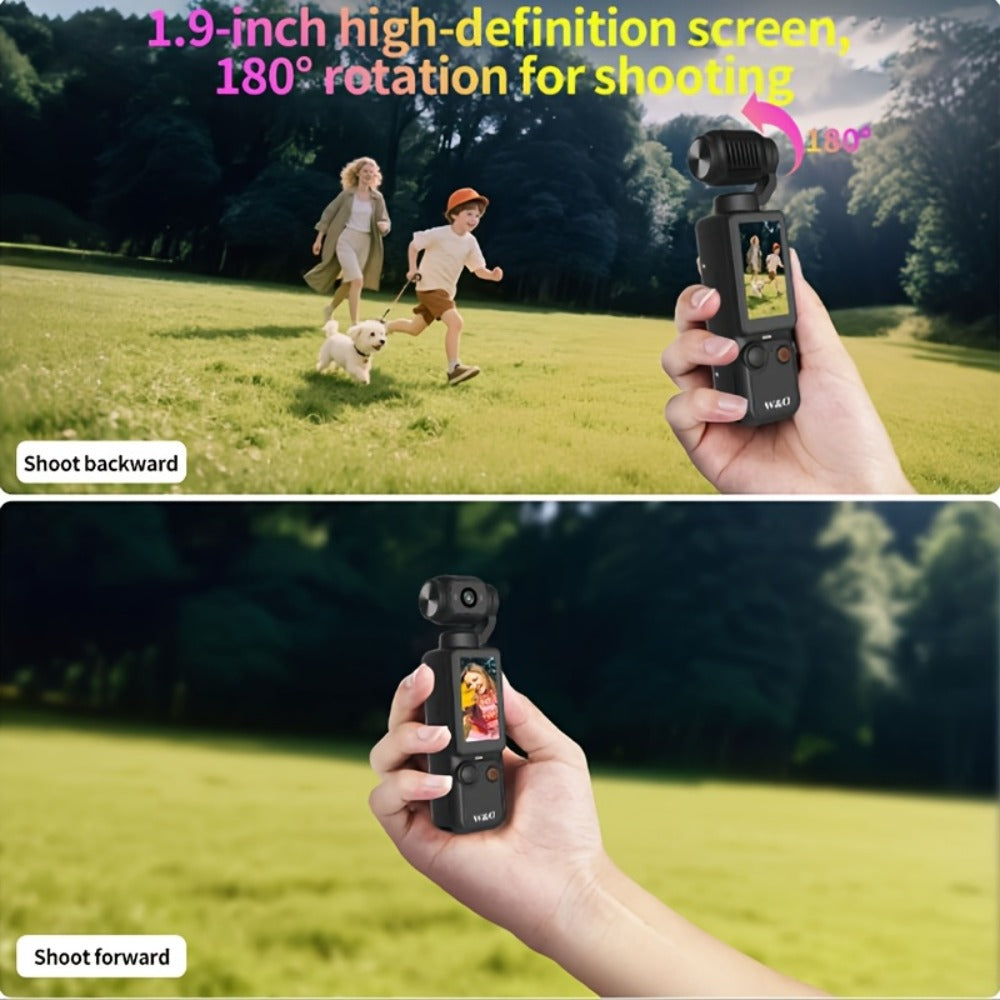 4K UHD Pocket Body Camera 32GB Card 2000mAh Battery 16X Zoom 180° Rotation 1.9-Inch Screen Mini Video Audio Cam for Outdoor Sport Bike Travel Personal Use Christmas Gift