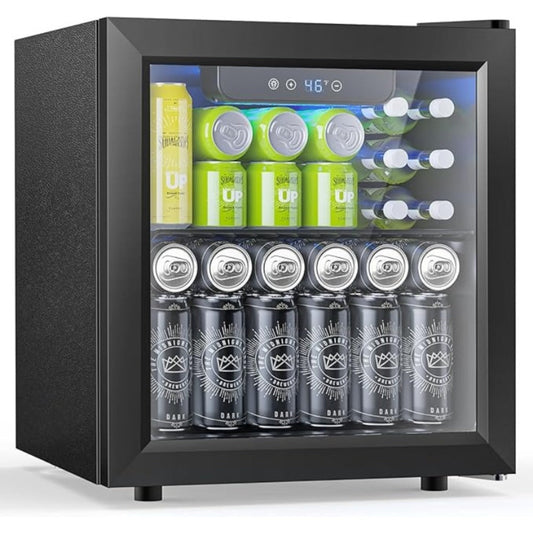 Wine and Beverage Cooler, 9.51 Gallons with Touch Control and LED Lighting, Black