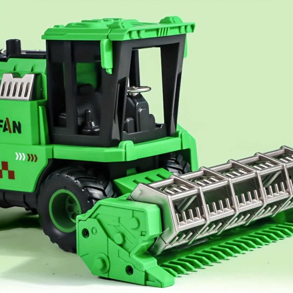 Wheat Harvester Toy Car – Friction Powered Farm Vehicle Model for Kids, Green
