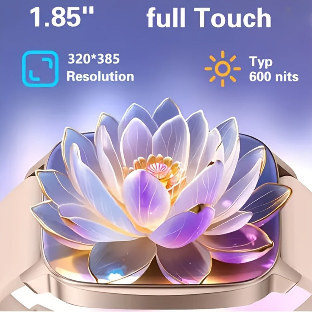 Smart Bracelet Smartwatch 1.83" Full Touch – Wireless Calling, Message Notifications, Fitness & Multi-Sport Tracker, Heart Rate Monitor – Unisex Android & iPhone Watch Jet Black Pink Silver