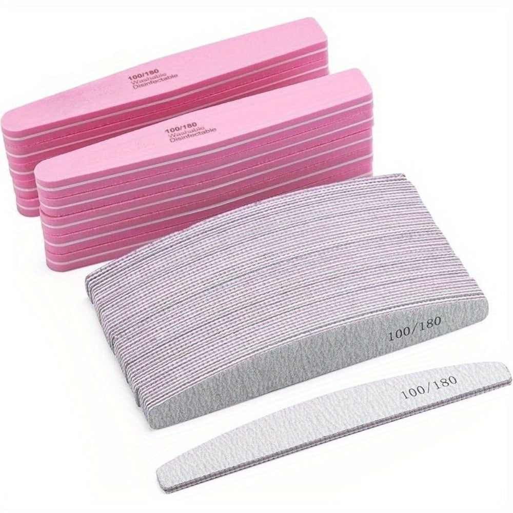 Nail Files and Buffers Professional 100 180 Grit Double-Sided Sanding Boards Reusable Polishing Blocks for Manicure Pedicure Salon Home Use Value Pack 20 or 35 Pieces