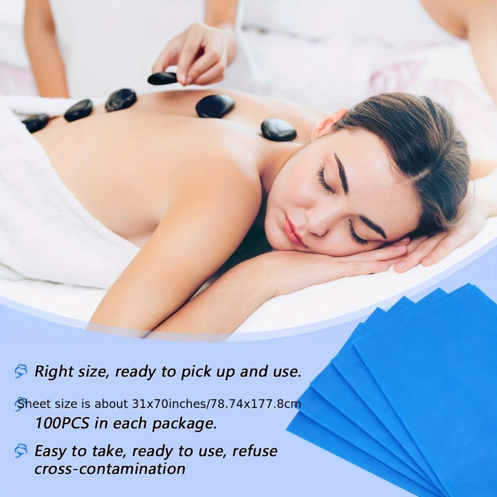 Disposable Bed Sheets 100 Pack Non-Woven Massage Table Cover Single Use Stain Resistant Spa Sheets for Massage Therapists Estheticians Salons Hotels Tattoo Artists White Pink