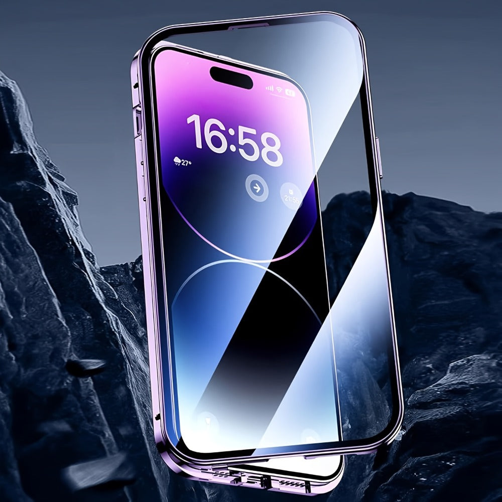 iPhone Anti-Spy Magnetic 2-in-1 Phone Case with All-Round Lens Protection – Complete Drop Protection Cover for iPhone 12 13 14 15 16 Pro Max Plus | Privacy Shield Slim Fit Design