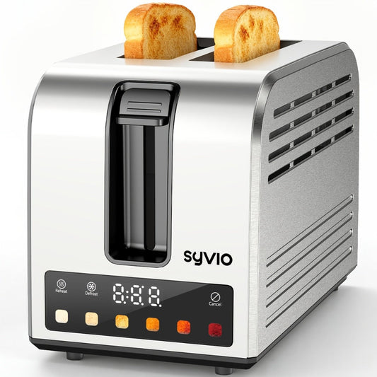 2-Slice Stainless Steel Toaster with Touchscreen Mode and Silvery Options