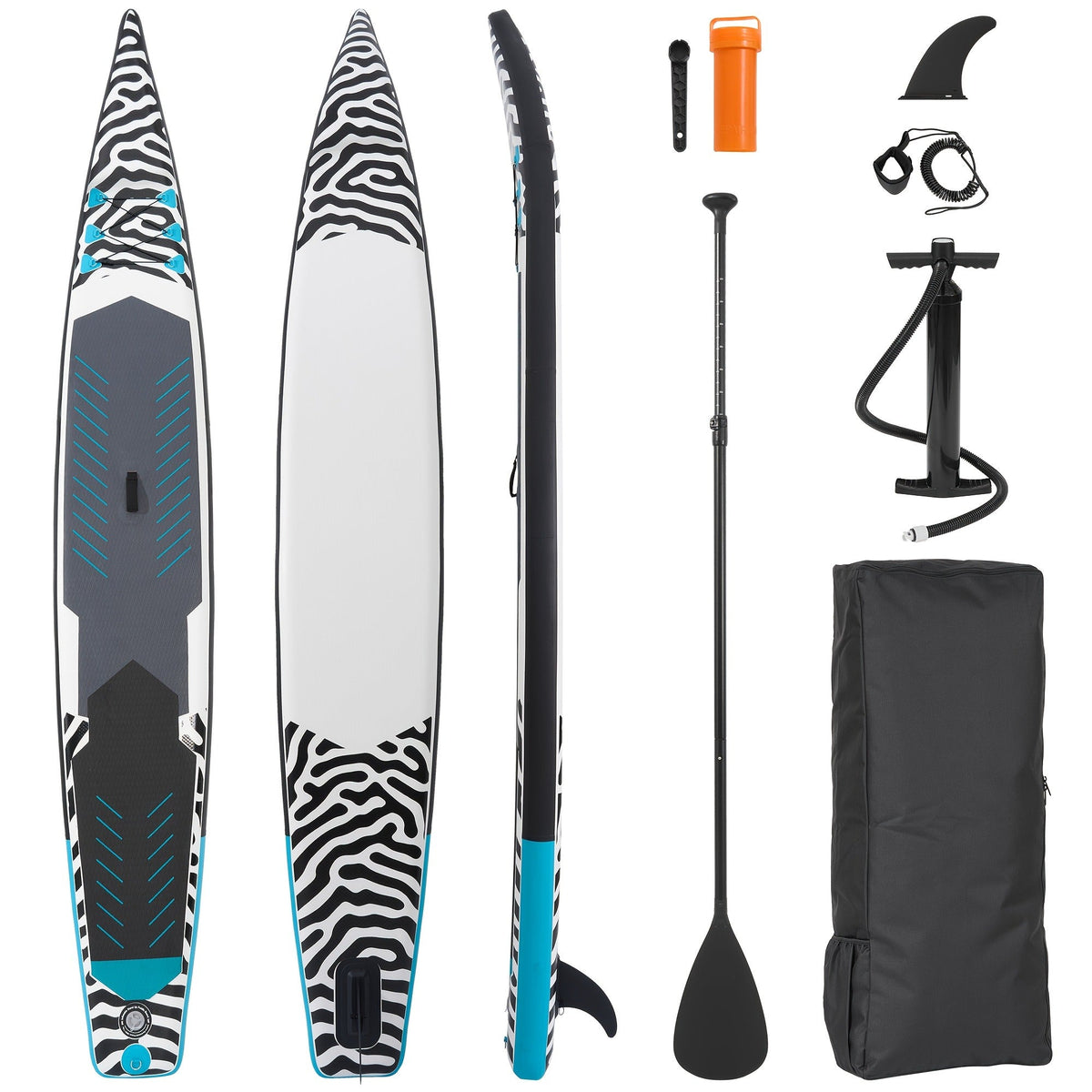 14ft Inflatable Racing Paddle Board SUP with Pump Adjustable Paddle & Backpack – 3D Non-Slip EVA Deck Ultra-Lightweight 23lbs Touring Stand Up Paddleboard for Youth Adults