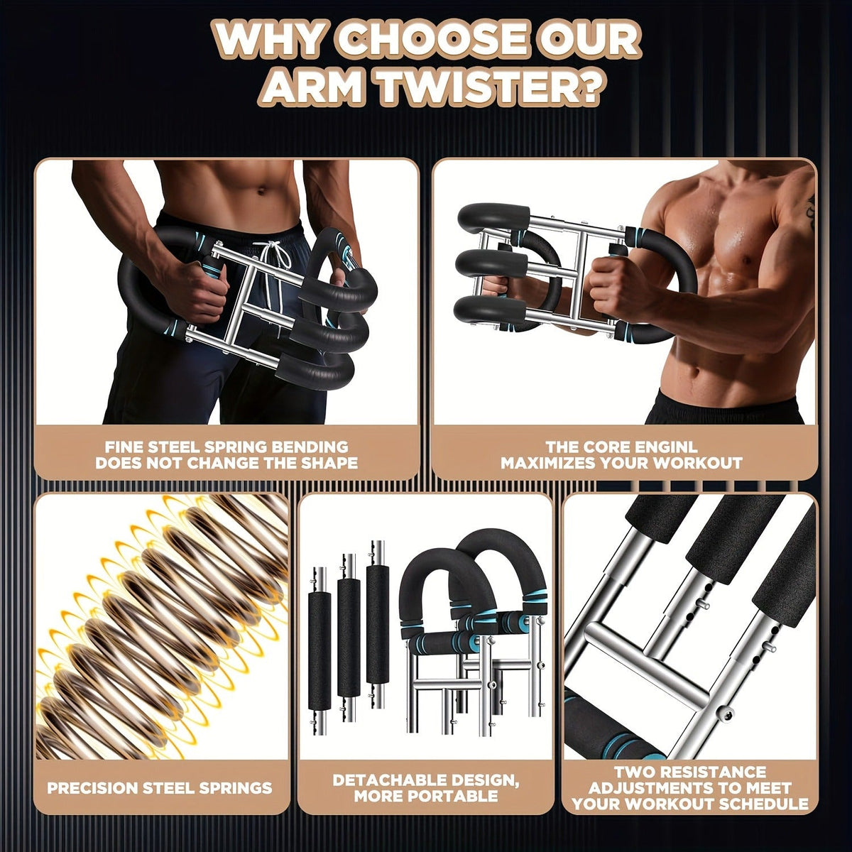 Spring Chest Expander Bar – Adjustable Arm & Tricep Trainer