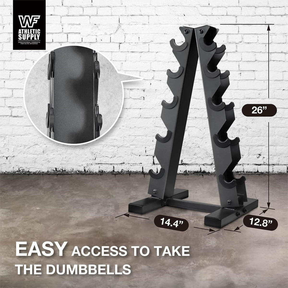 Dumbbell Rack A-Frame 5-Tier Heavy Duty Weight Storage Stand – Space-Saving Vertical Dumbbell Holder for Home Gym, Holds 5-25LB Hex & Rubber Dumbbells