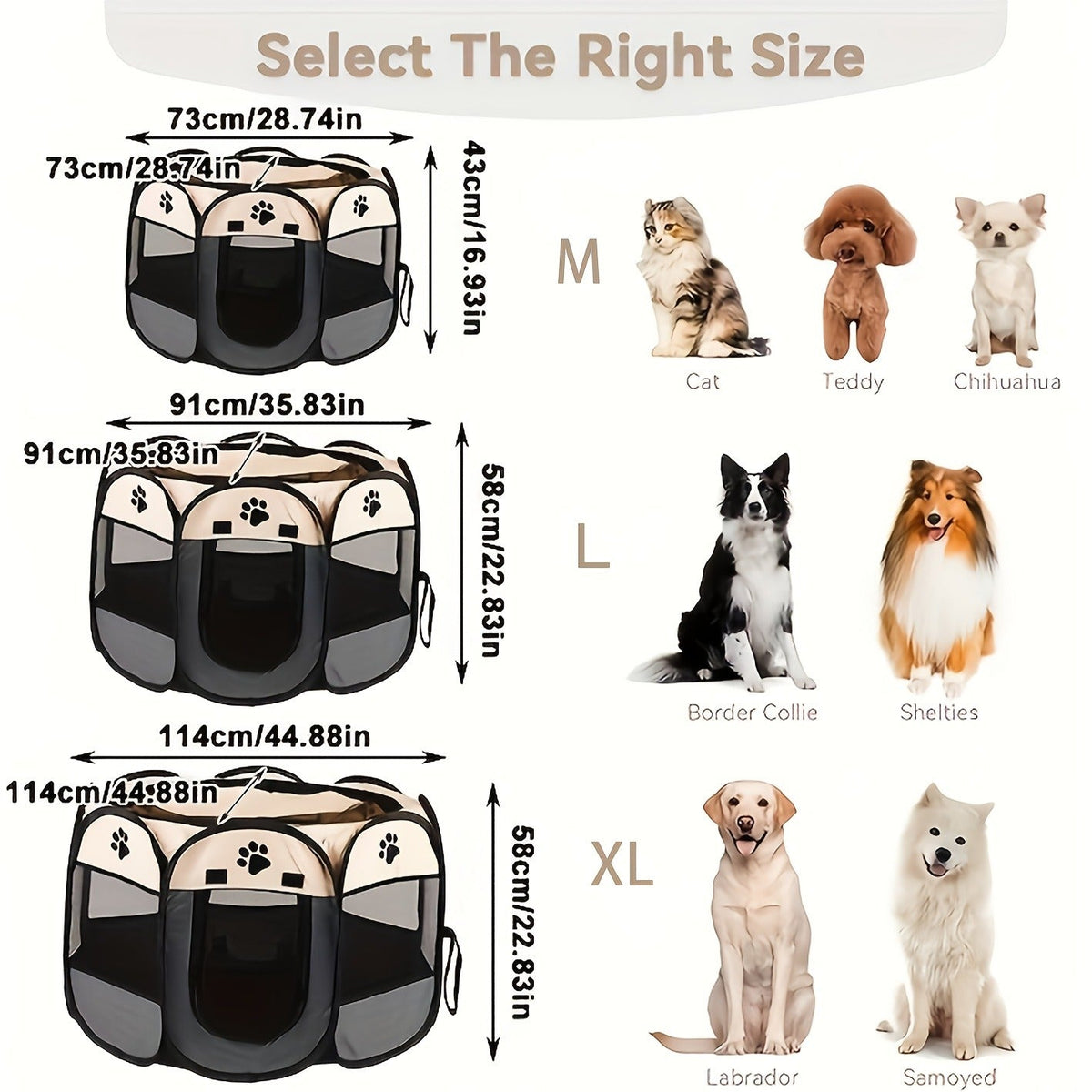 Foldable Octagonal Pet Tent & Playpen – Oxford Cloth Scratch-Resistant Dog Cage & Cat Kennel for Indoor & Outdoor Use, Portable Pet Fence for Puppies & Cats, Travel & Camping, M/L/XL