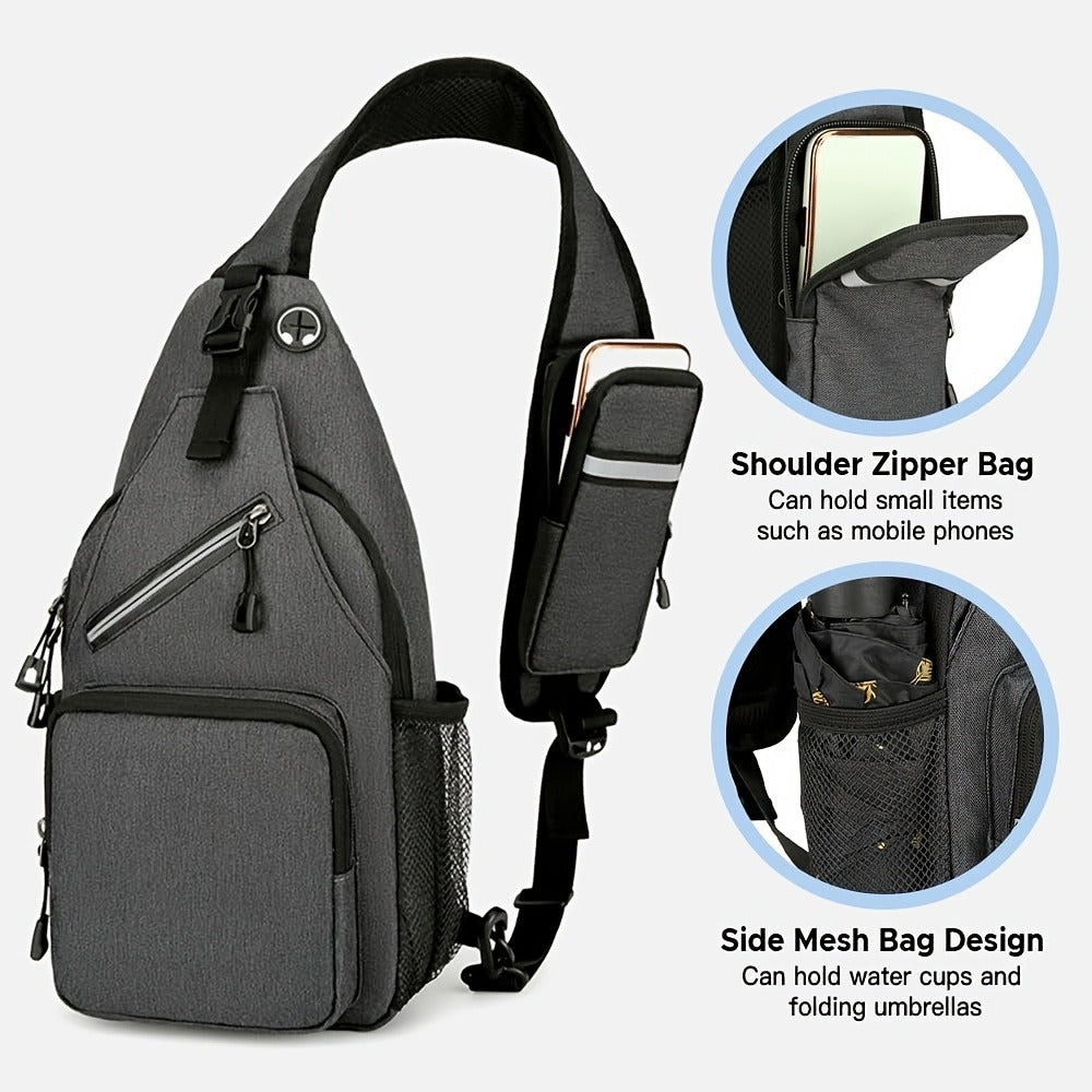 Sling Bag 2 Pack Lightweight Crossbody Backpack for Men Women Oxford Chest Shoulder Daypack Hiking Travel Casual Outdoor Bag Set Dark Grey Light Grey