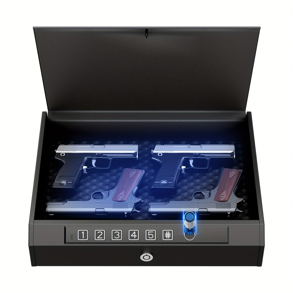 Biometric Gun Safe Fingerprint Digital PIN & Key Unlock 3-Way Access Internal Light Silent Mode Emergency Power Supply Gun Lock Box for Home Bedroom Nightstand Car