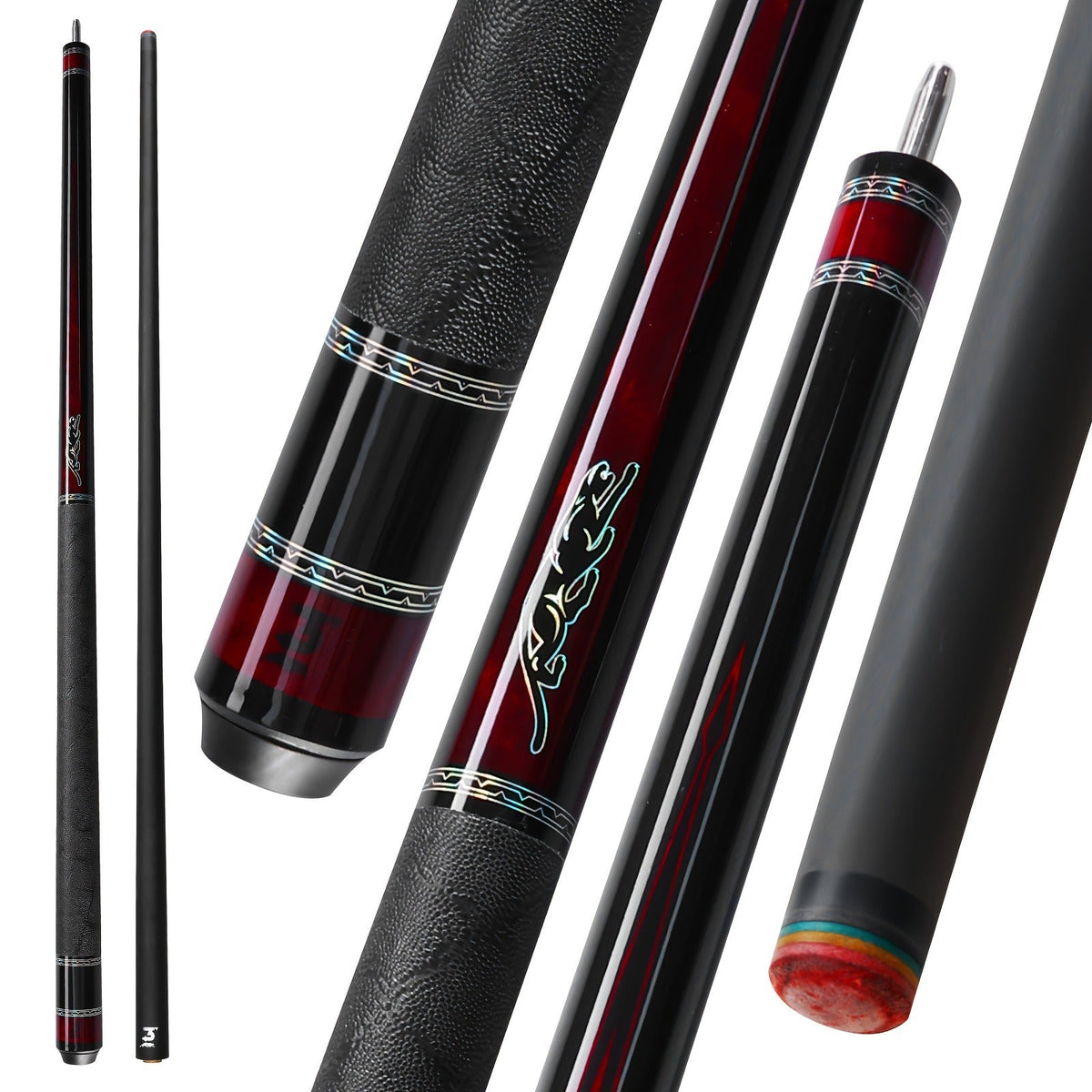 Carbon Fiber Pool Cue Stick 58 Inch - Low Deflection Billiard Cue with 12.5mm Tip, 3/8x8 Pin Joint, Leather Grip & Vacuum Quick Connector, Professional Billiards Stick for Accurate Ball Control