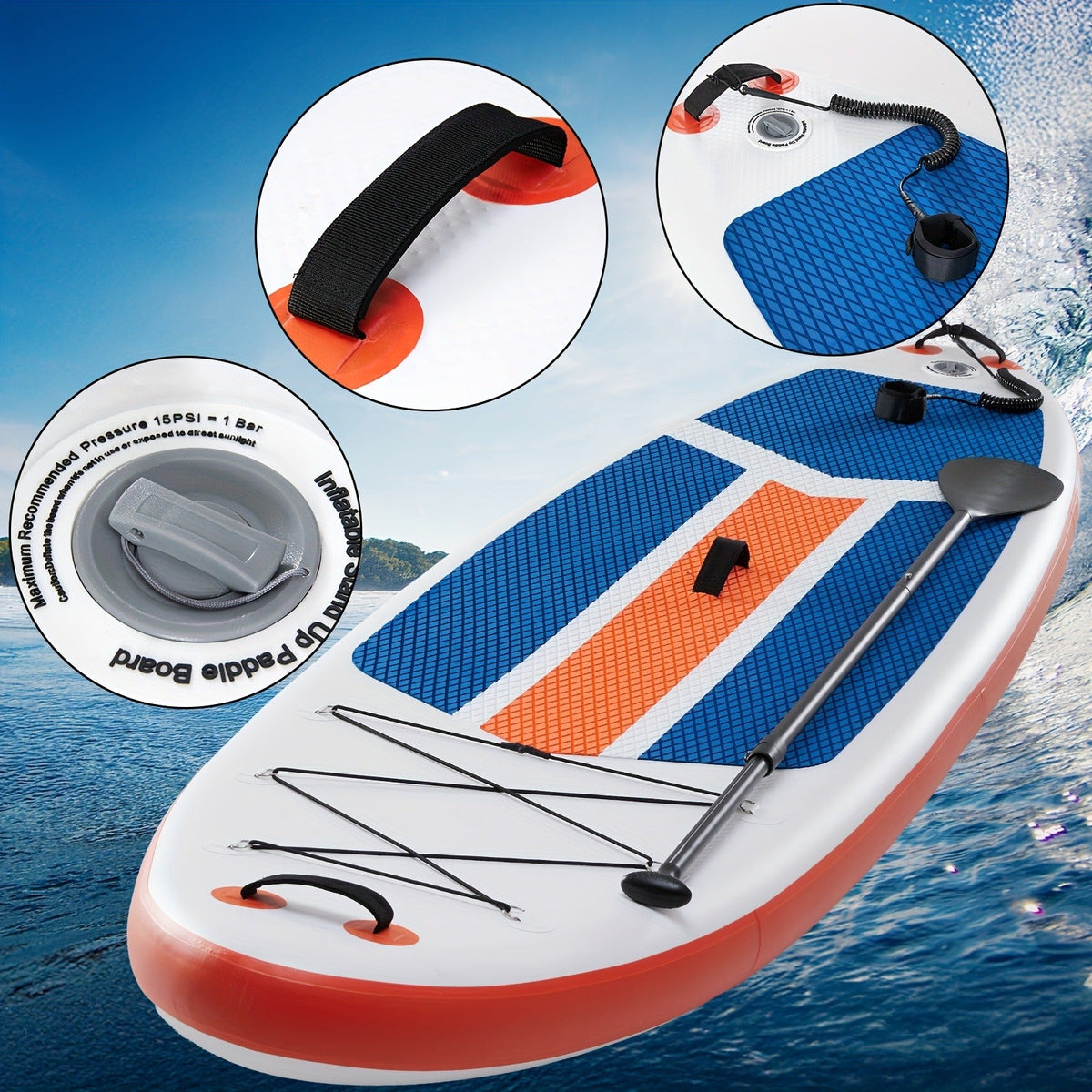 Inflatable Paddle Board 10.5ft – Wide Stable Non-Slip Deck SUP Board with Premium Accessories for Yoga Fishing Boating Traveling Surfing Adults