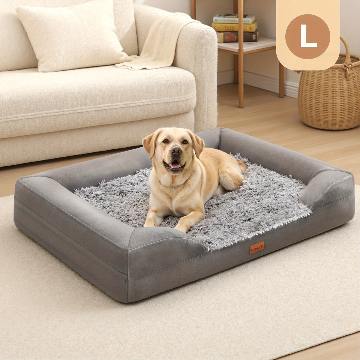 Orthopedic Dog Bed Egg Foam Ultra Soft Washable Cover for Large Medium Small Dogs Aging Pets Rectangle Semicircle Anti-Slip Joint Relief Pet Bed