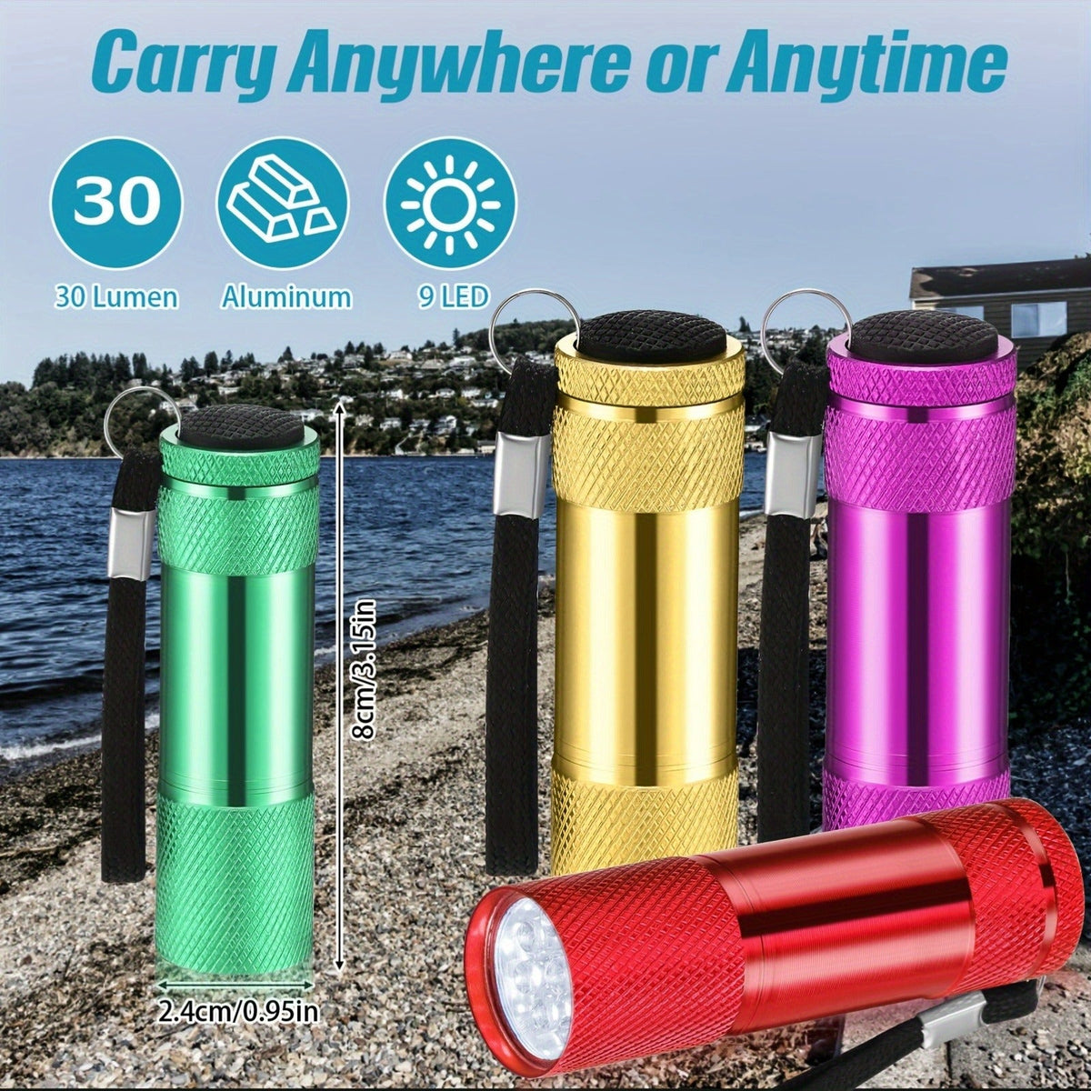 Mini Flashlights Bulk 48 Pack – Bright Aluminum Handheld LED Flashlight with Lanyard, Small Pocket Torch for Party Favors, Emergency, Hurricane, Night Reading, Camping & Hiking (Classic Color)