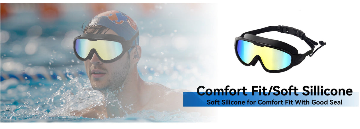 Anti-Fog Swim Goggles 2-Pack with Earplugs Nose Clip & Case, Wide Lens Leakproof