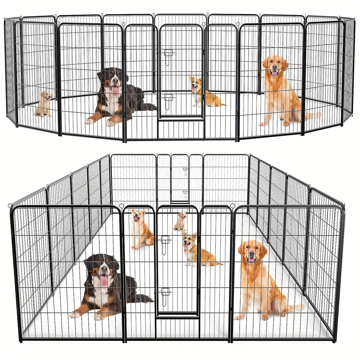 Dog Playpen Heavy Duty Foldable - 8 & 16 Panel Pet Exercise Pen for Large Medium Small Dogs, Portable Indoor Outdoor Puppy Pen for Yard Garden Camping RV, 24"/32"/40" Panel Height