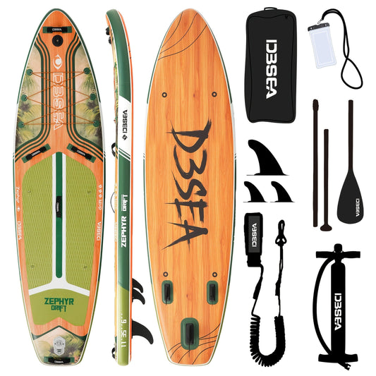Inflatable Stand Up Paddle Board, 11 ft x 32 in, with Paddle, Pump and Dry Bag